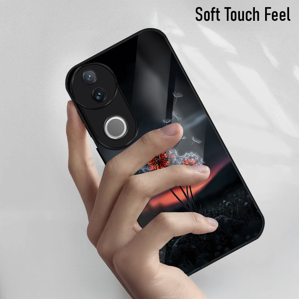 Vivo V50 5G Premium Acrylic Shockproof Glass Back Case (Dandelion Glow)