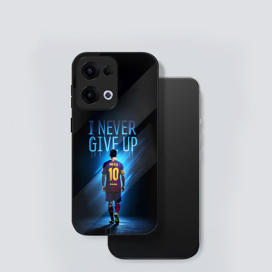 Oppo Reno 13 5G Premium Acrylic Shockproof Glass Back Case (Messi))