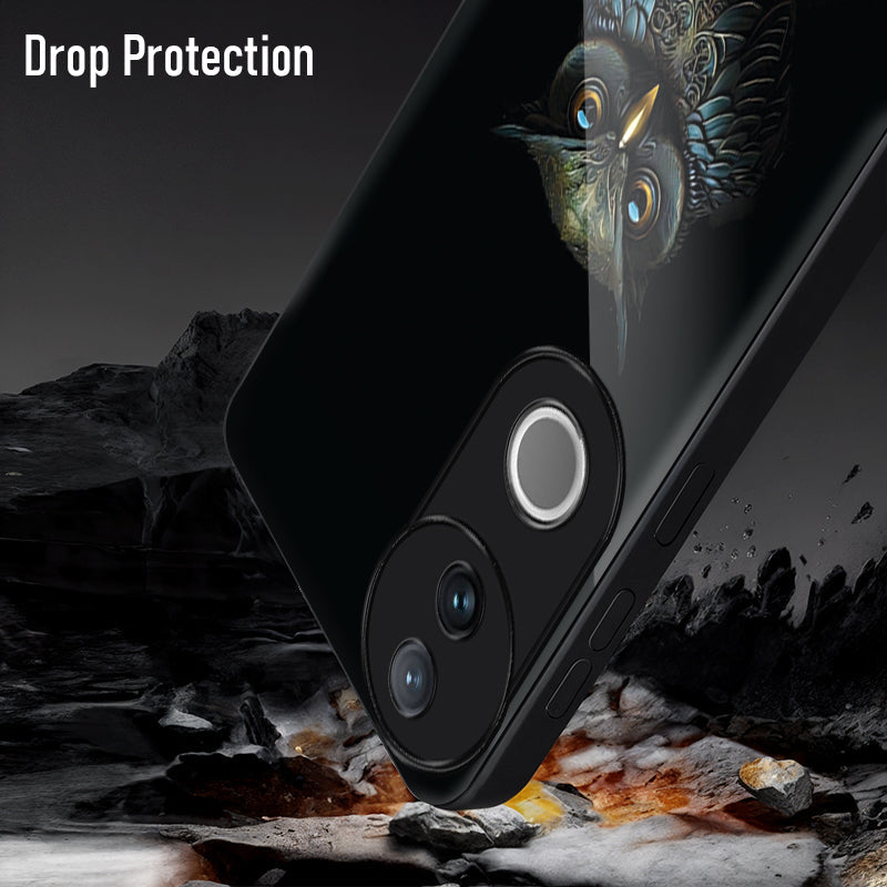 Vivo V50 5G Premium Acrylic Shockproof Glass Back Case (Midnight Owl)