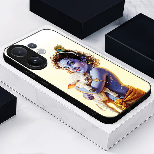 Vivo V60 5G Premium Acrylic Shockproof Glass Back Case (Cute Krishna)