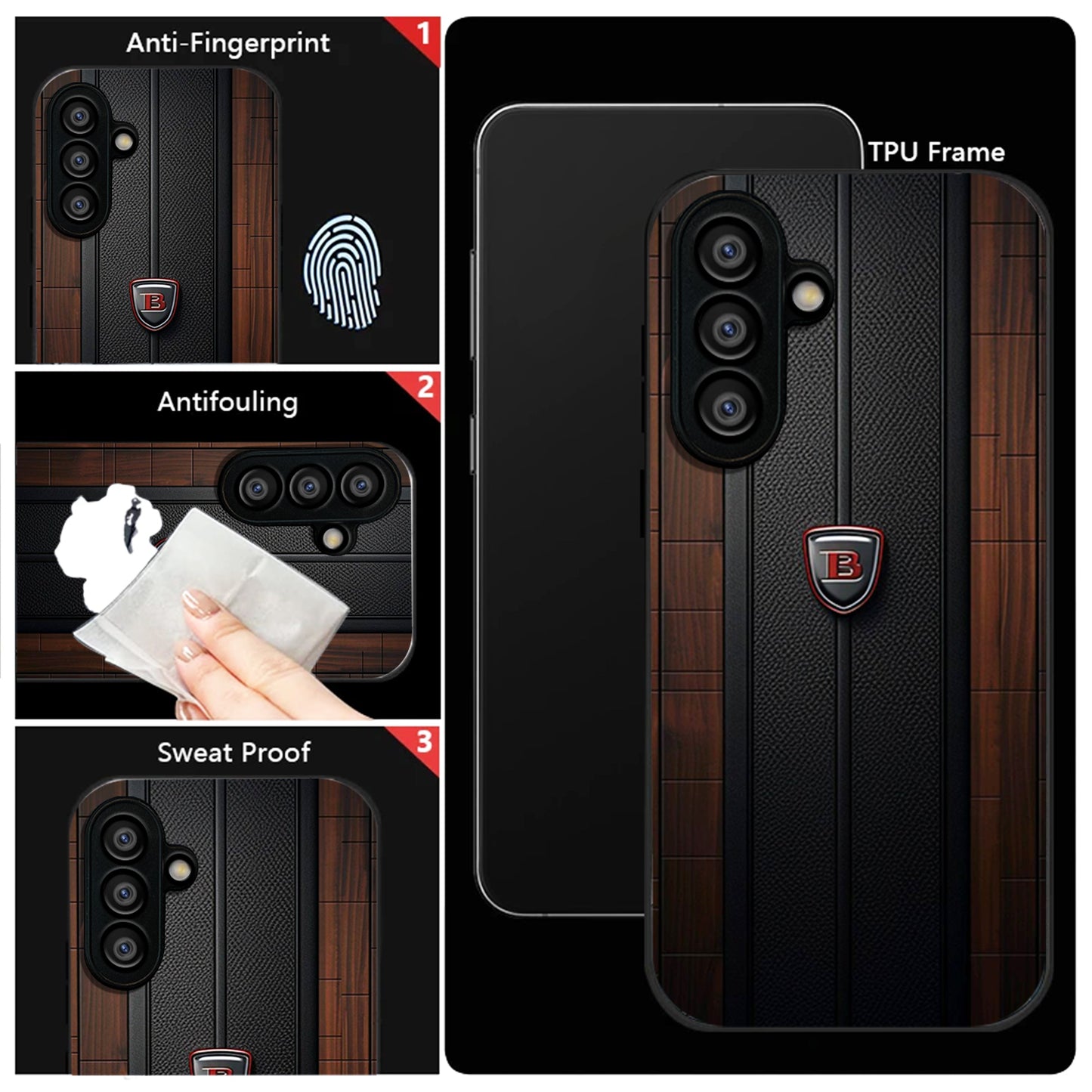 Samsung Galaxy A56 5G Premium Acrylic Shockproof Glass Back Case (Carbon Oak)