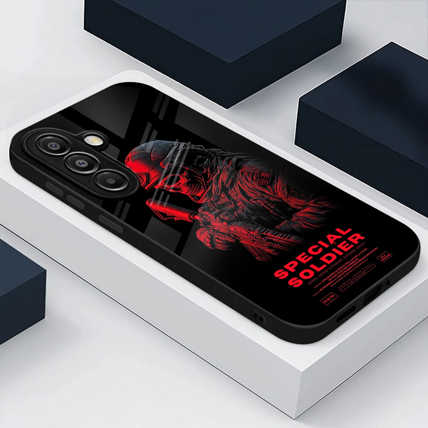 Samsung Galaxy A56 Premium Acrylic Shockproof Glass Back Case (Special Soldier)