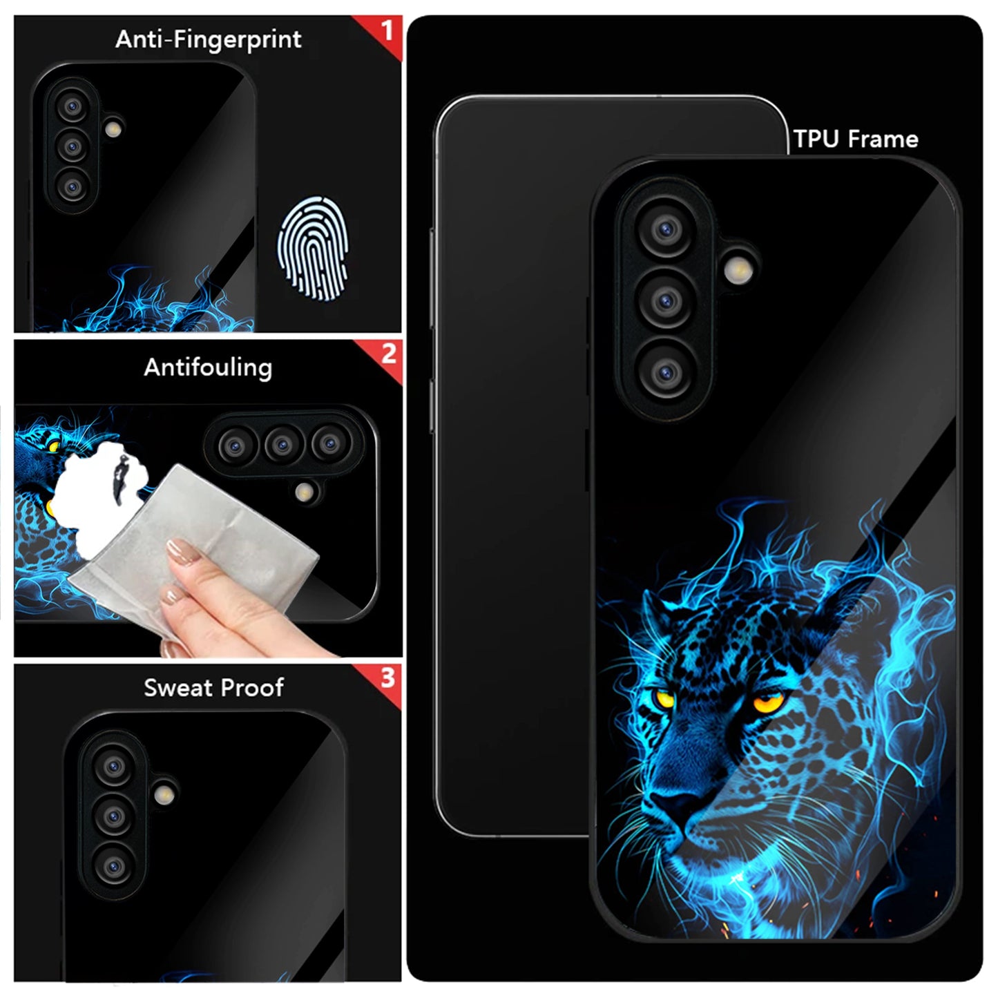 Samsung Galaxy A36 Premium Acrylic Shockproof Glass Back Case (Electric Predator)