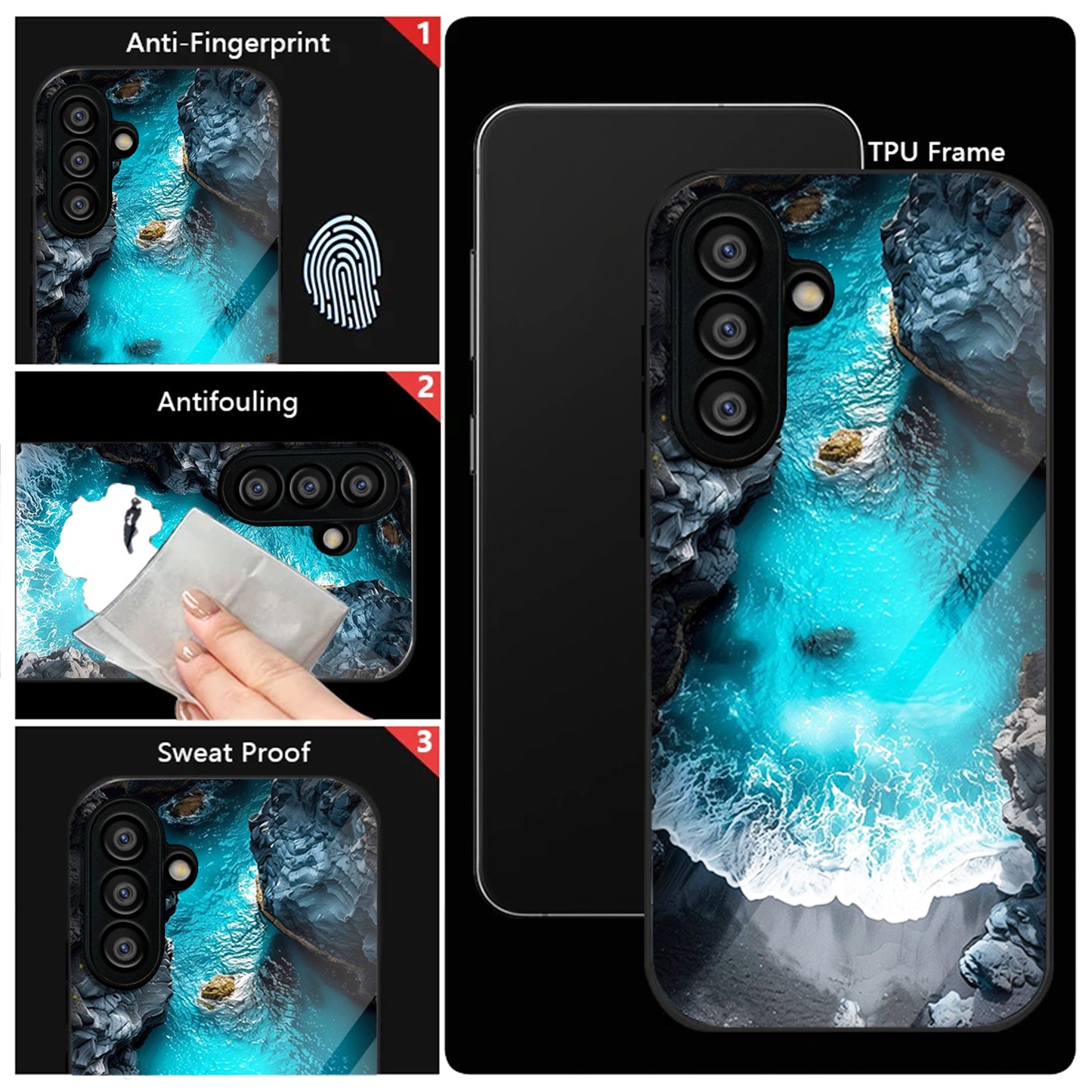 Samsung Galaxy A56 Premium Acrylic Shockproof Glass Back Case (rocky cliff)