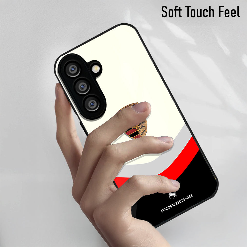 Samsung Galaxy A56 Premium Acrylic Shockproof Glass Back Case (Porsche Stripe)