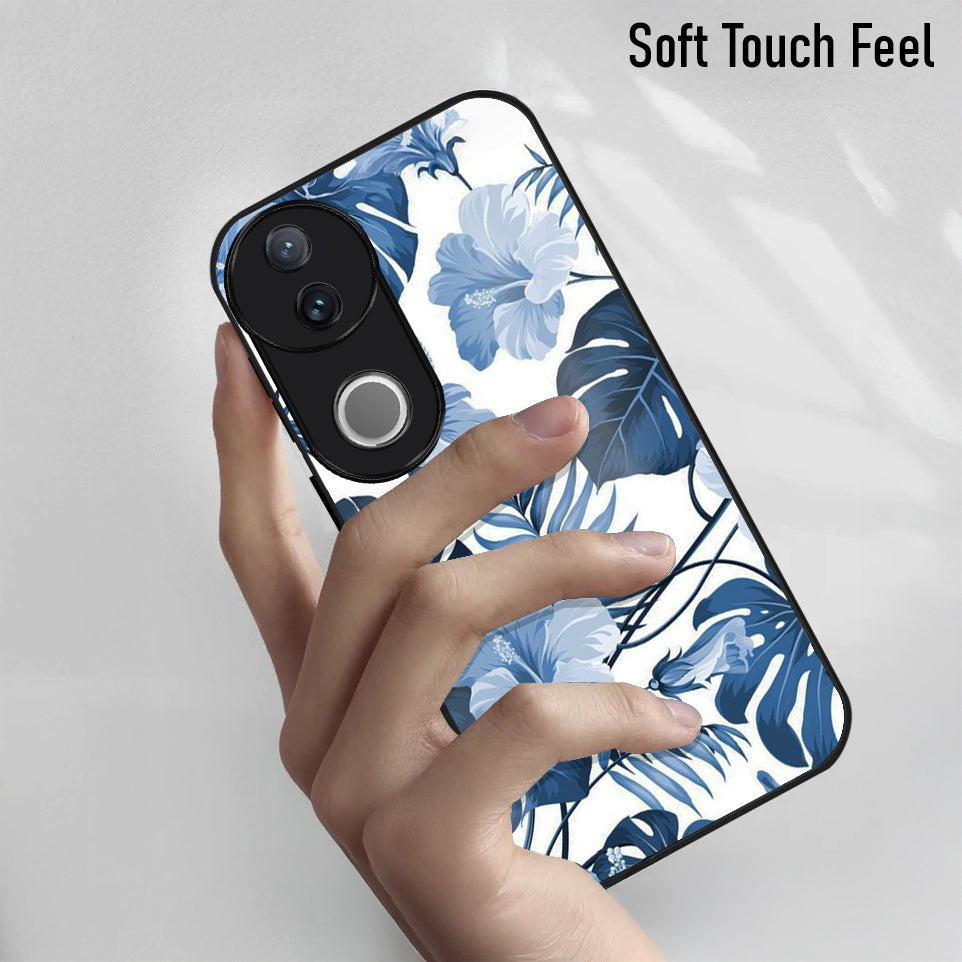 Vivo V50 5G Premium Acrylic Shockproof Glass Back Case (Pacific Petals)