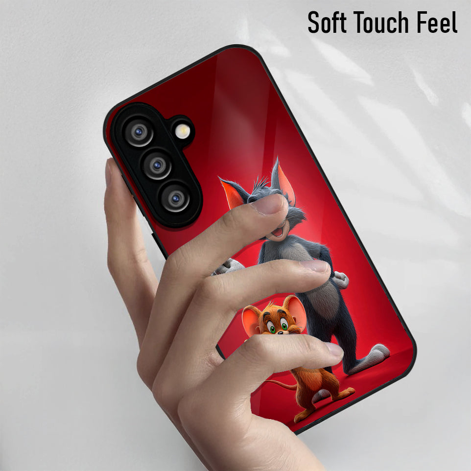 Samsung Galaxy A56 Premium Acrylic Shockproof Glass Back Case (Tom and Jerry)