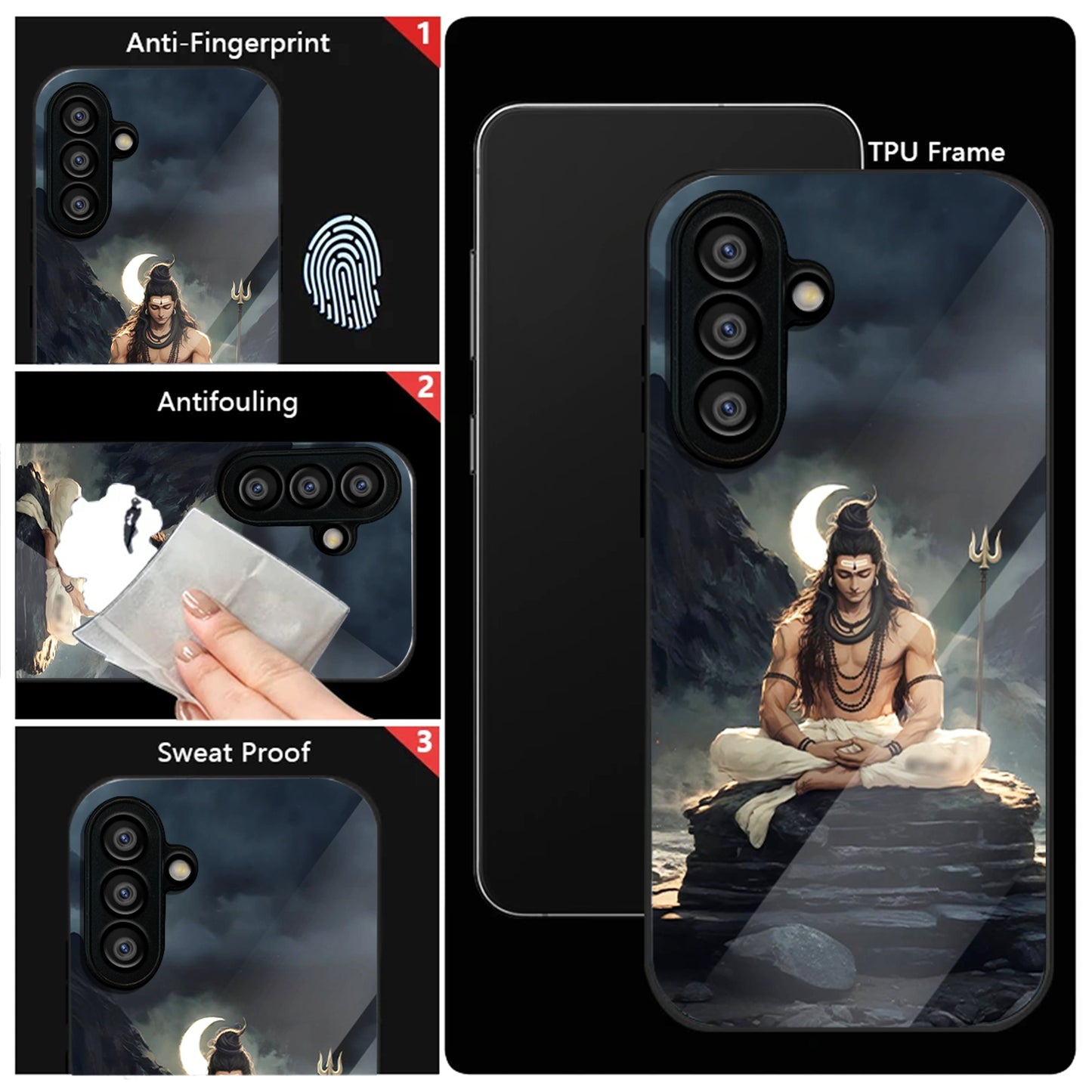 Samsung Galaxy A56 Premium Acrylic Shockproof Glass Back Case (Shiva Spirit)