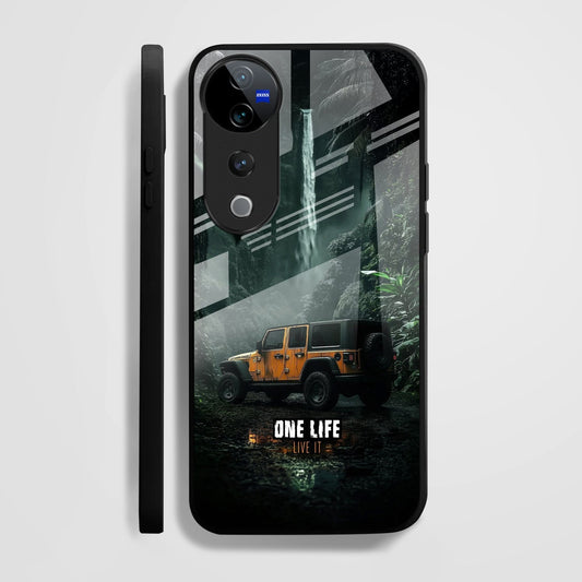 Vivo V40 Pro 5G Premium Acrylic Shockproof Glass Back Case (Jeep Case)