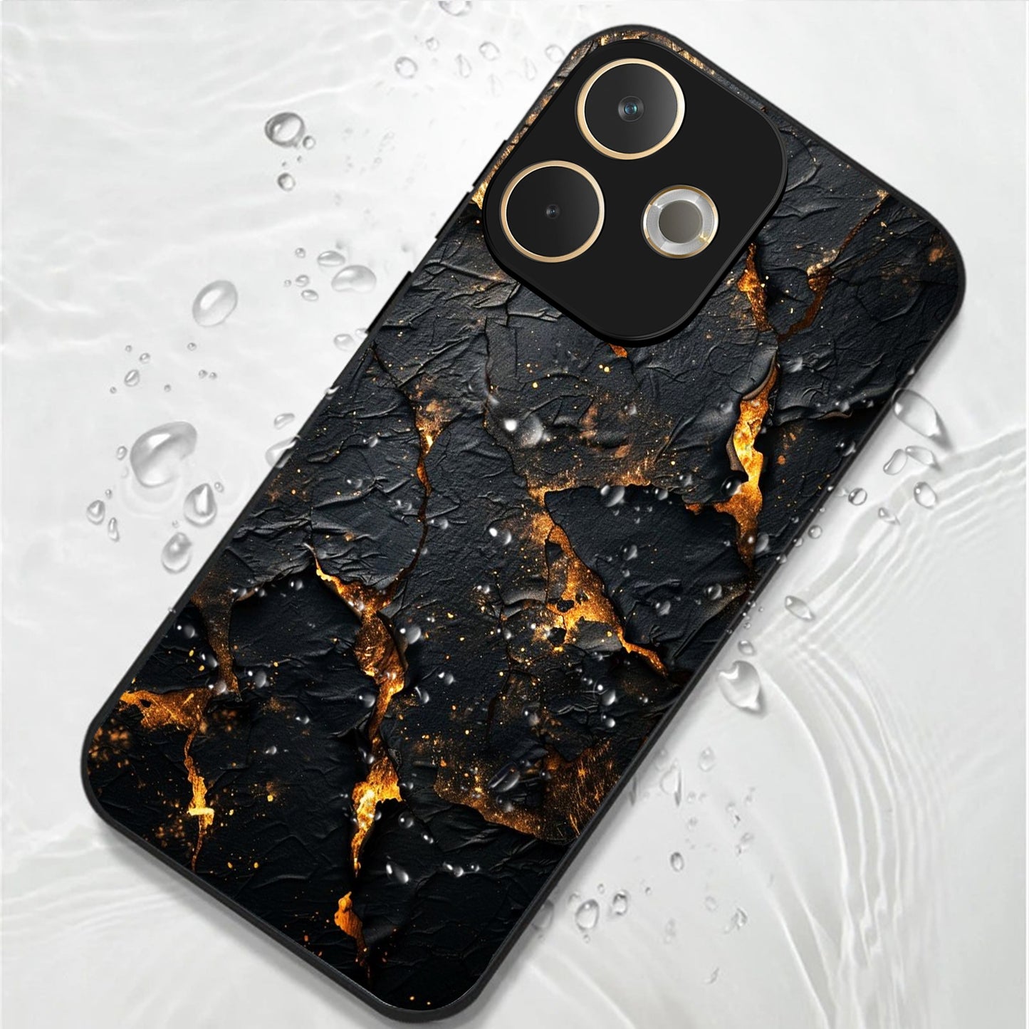 Oppo A5 Pro 5G Premium Acrylic Shockproof Glass Back Case (Volcanic Gold)