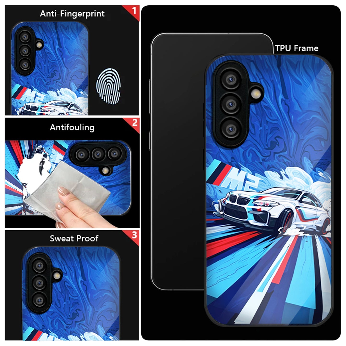 Samsung Galaxy A36 Premium Acrylic Shockproof Glass Back Case (BMW M2)