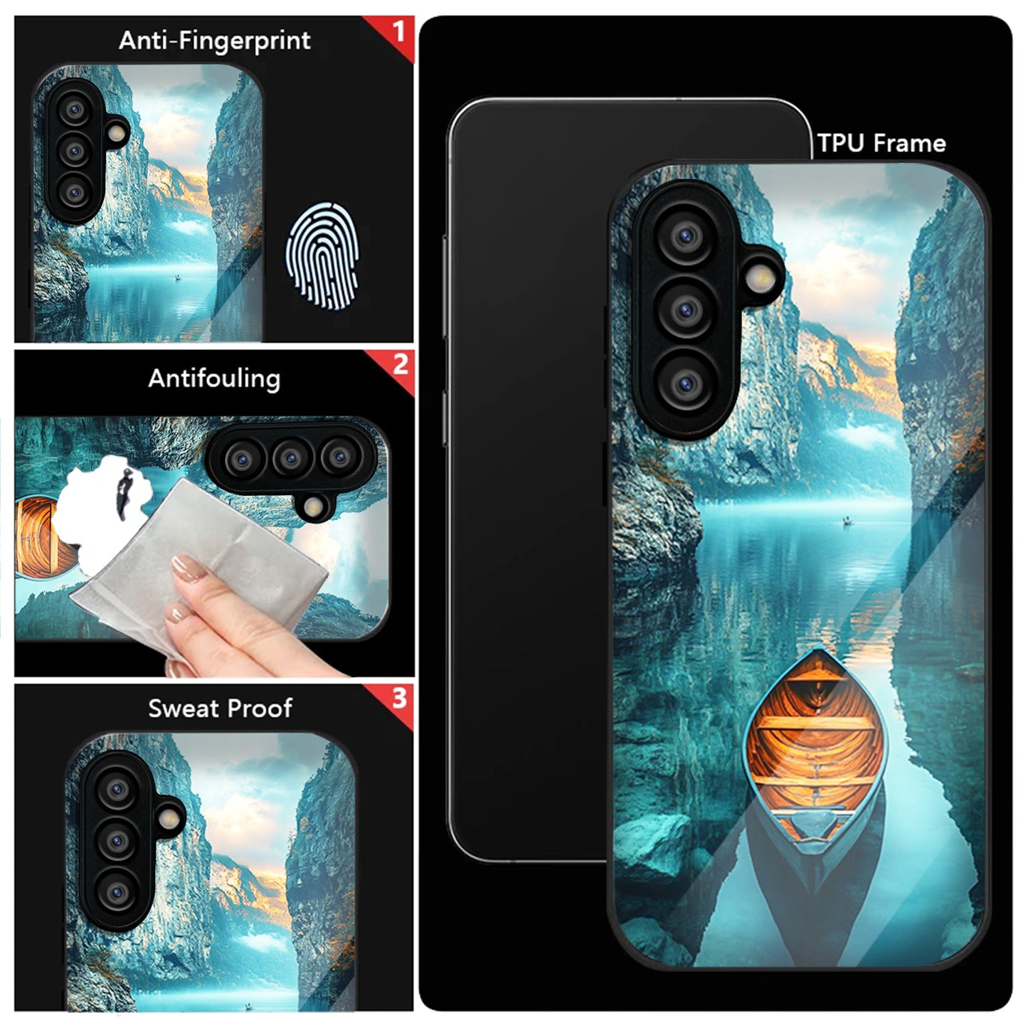 Samsung Galaxy A56 Premium Acrylic Shockproof Glass Back Case (Silent Lake)