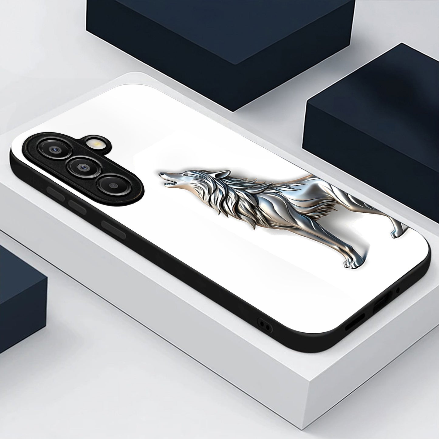 Samsung Galaxy A56 5G Premium Acrylic Shockproof Glass Back Case (Silver Wolf)