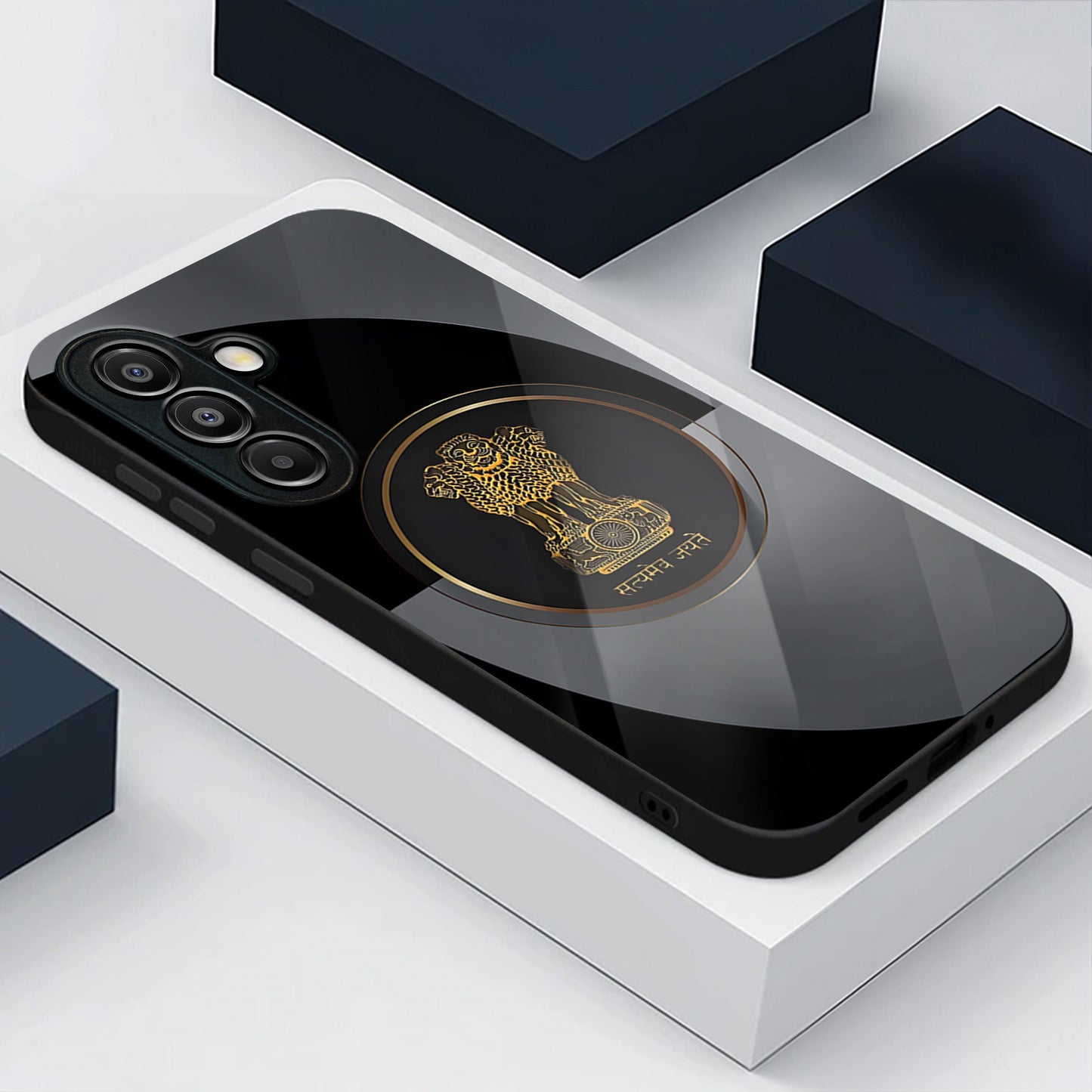 Samsung Galaxy A36 Premium Acrylic Shockproof Glass Back Case (Satyamev Noir)