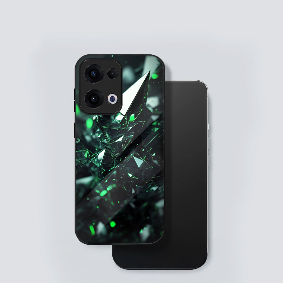 Oppo Reno 13 5G Premium Acrylic Shockproof Glass Back Case (Green Prism)