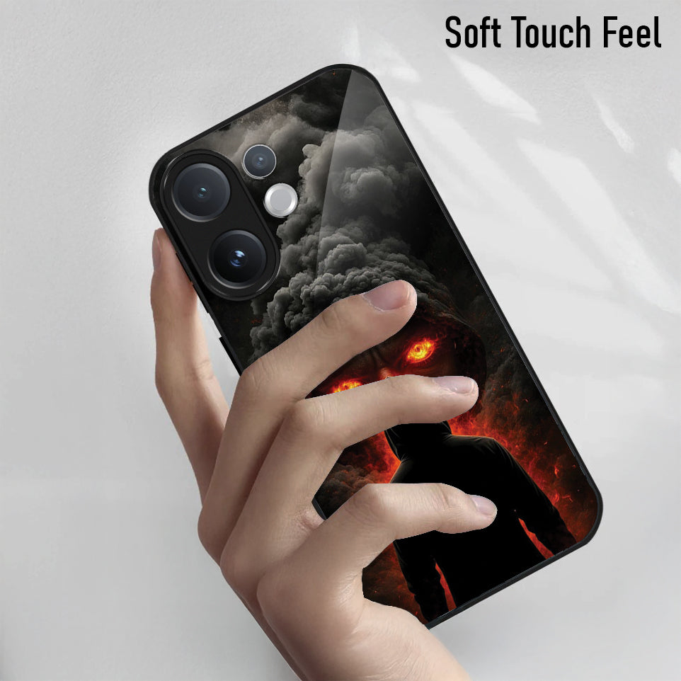 Vivo V60 5G Premium Acrylic Shockproof Glass Back Case ( Dark Flame )