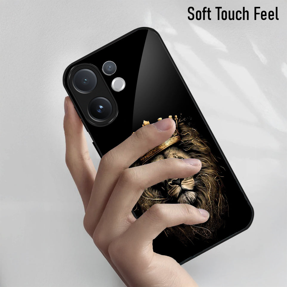 Vivo V60 5G Premium Acrylic Shockproof Glass Back Case (Crowned Lion )