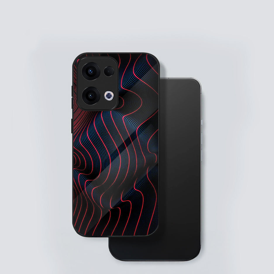 Oppo Reno 13 5G Premium Acrylic Shockproof Glass Back Case (Neon Waves)