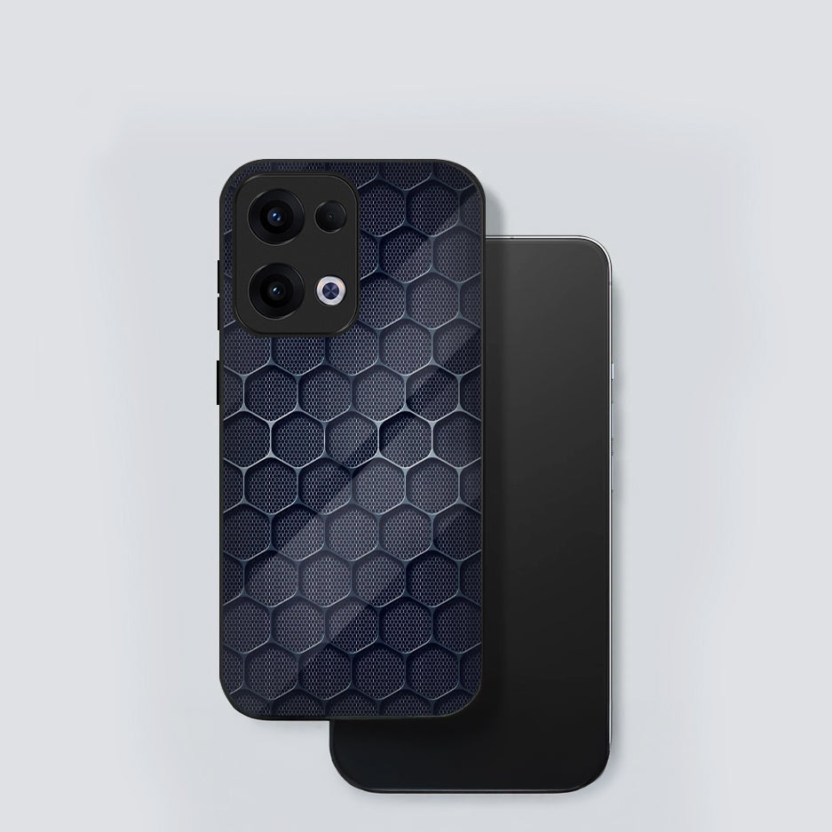 Oppo Reno 13 5G Premium Acrylic Shockproof Glass Back Case (Midnight Mesh)