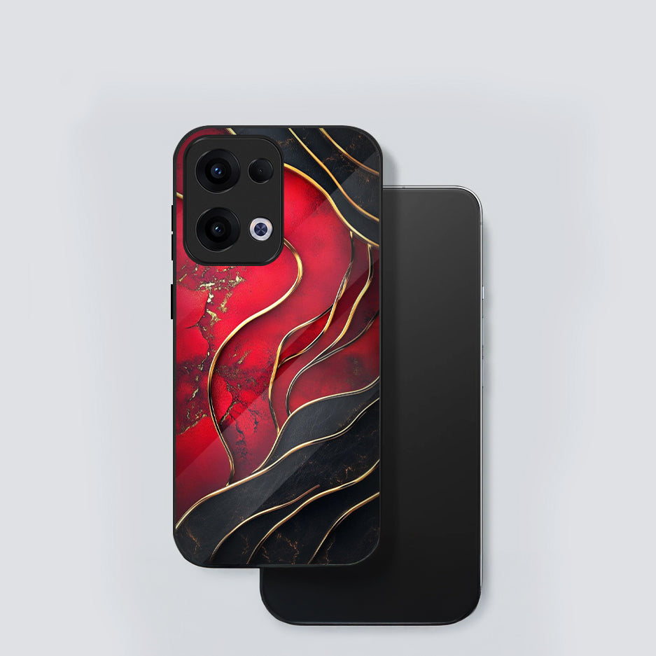 Oppo Reno 13 5G Premium Acrylic Shockproof Glass Back Case (Golden Blaze)