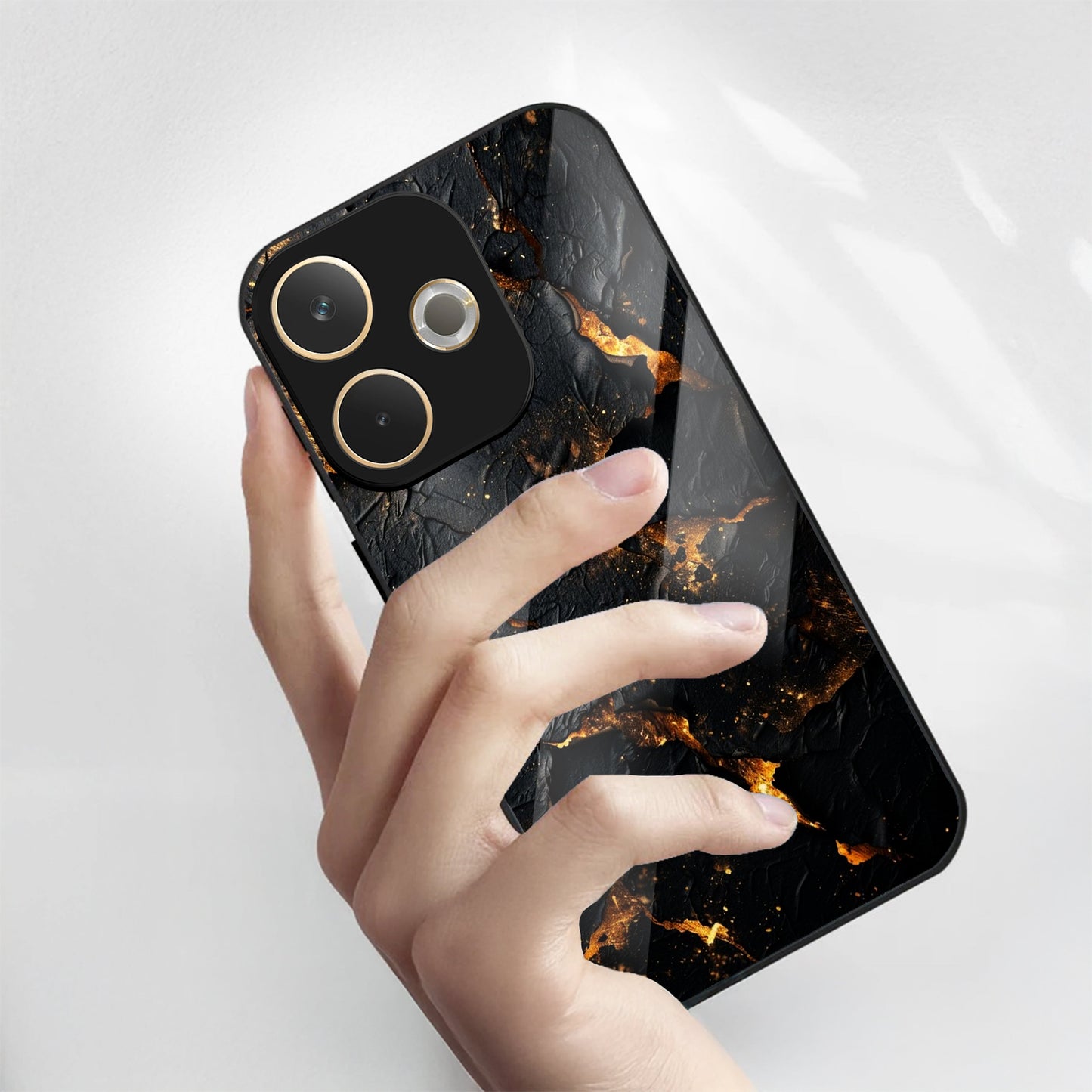 Oppo A5 Pro 5G Premium Acrylic Shockproof Glass Back Case (Volcanic Gold)