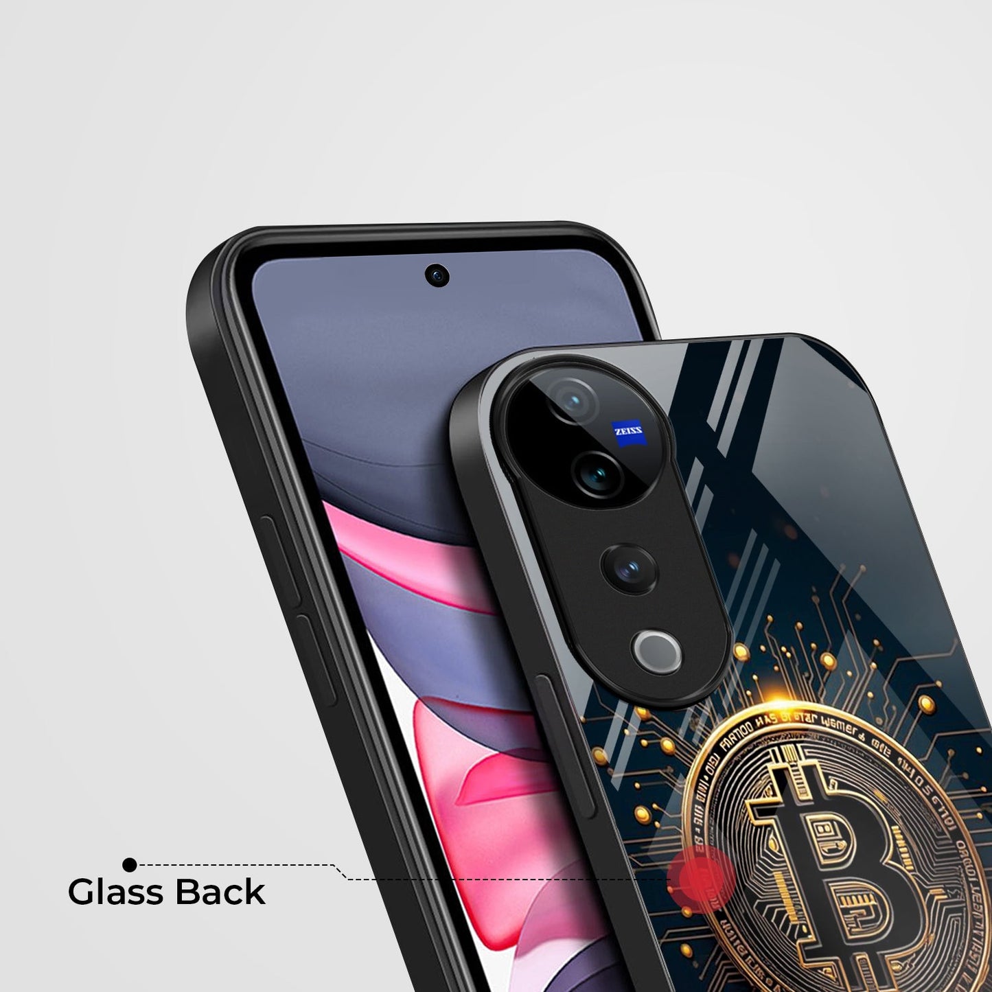 Vivo V40 Pro 5G Premium Acrylic Shockproof Glass Back Case (Bitcoin Armor)