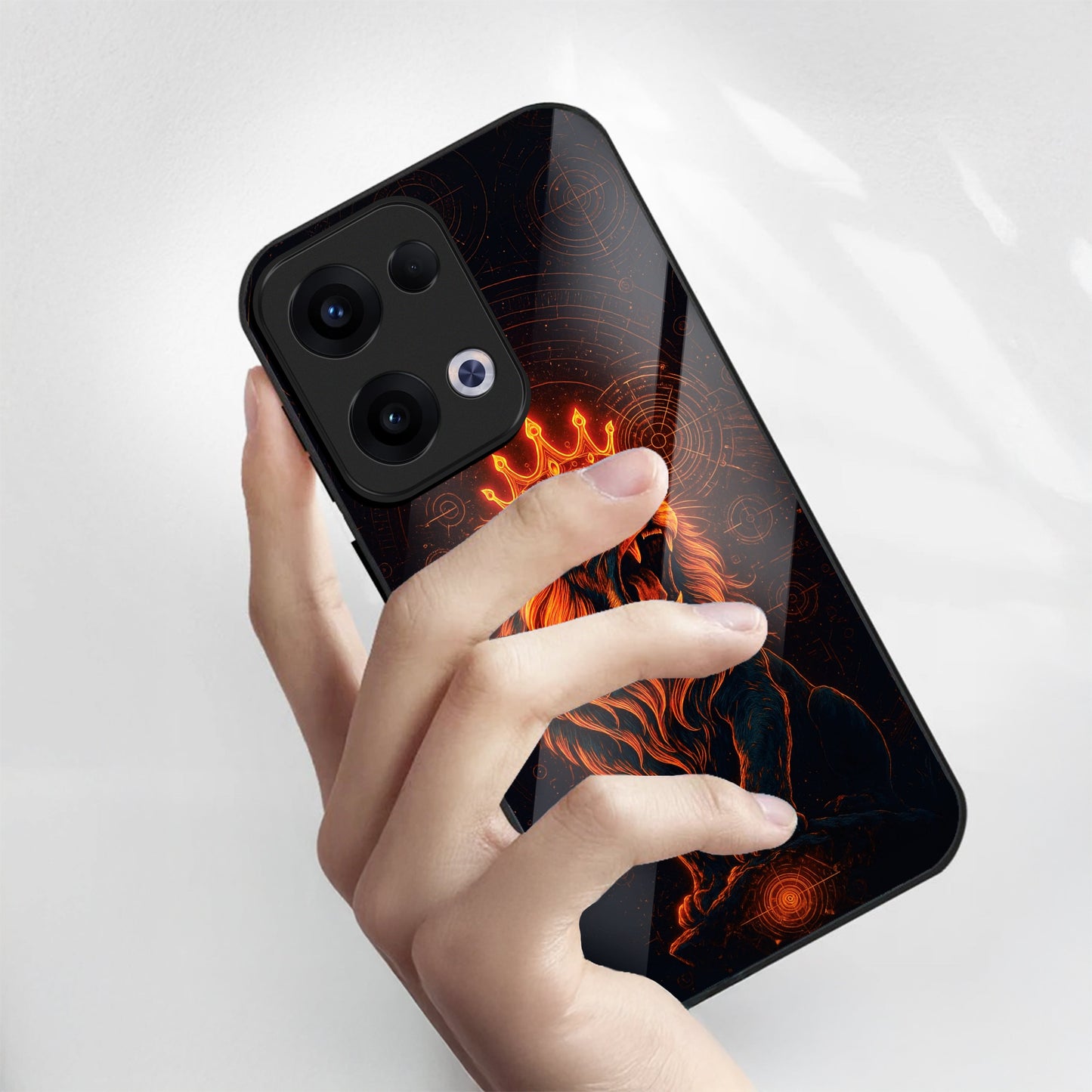 Oppo Reno 13 5G Premium Acrylic Shockproof Glass Back Case (King of Cosmos)