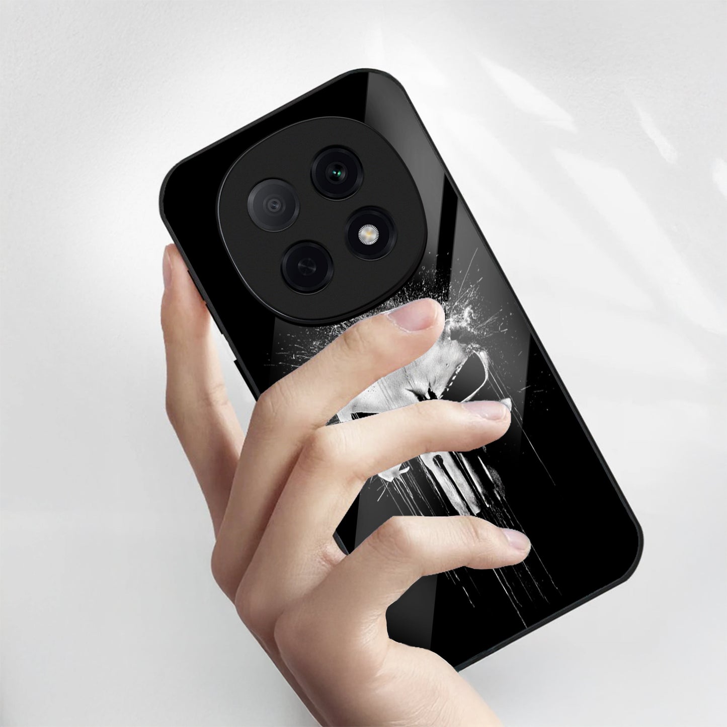 OPPO F29 Pro 5G Premium Acrylic Shockproof Glass Back Case (Punisher Skull)