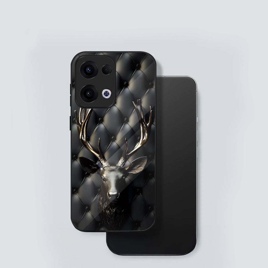 Oppo Reno 13 5G Premium Acrylic Shockproof Glass Back Case (Golden Antlers)