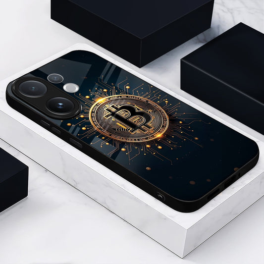 Vivo V60 5G Premium Acrylic Shockproof Glass Back Case (Bitcoin Armor)