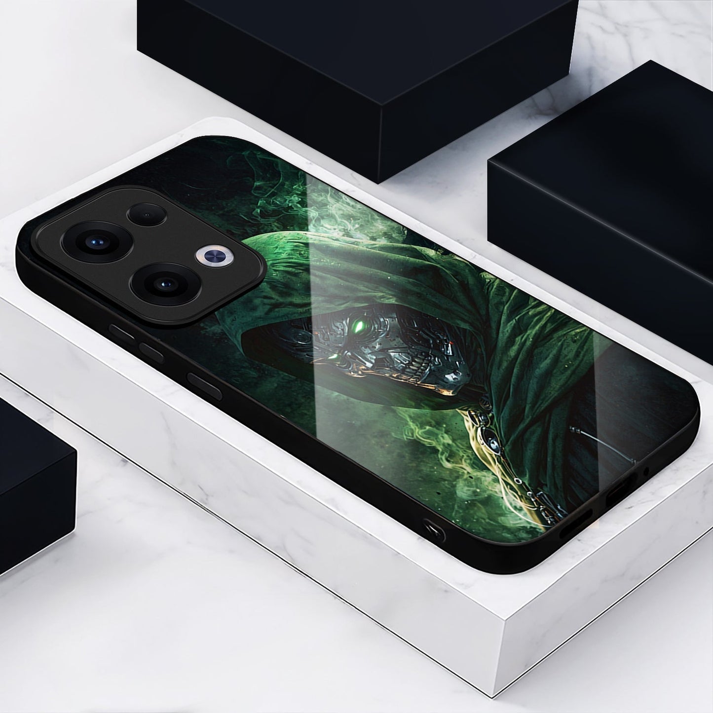 Oppo Reno 13 5G Premium Acrylic Shockproof Glass Back Case (Iron Doom)