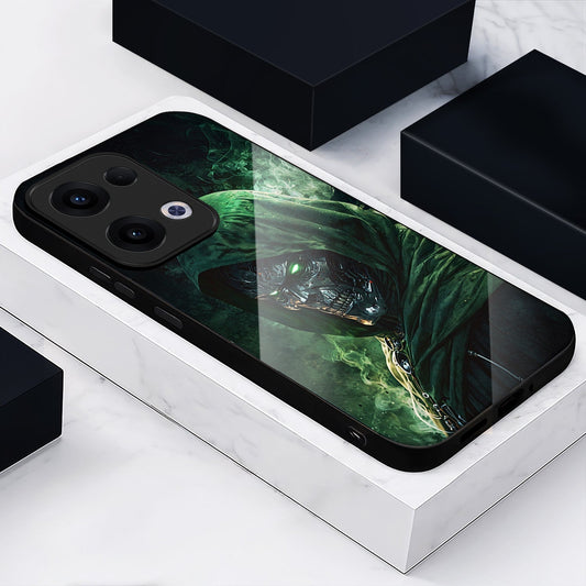 Oppo Reno 13 5G Premium Acrylic Shockproof Glass Back Case (Iron Doom)