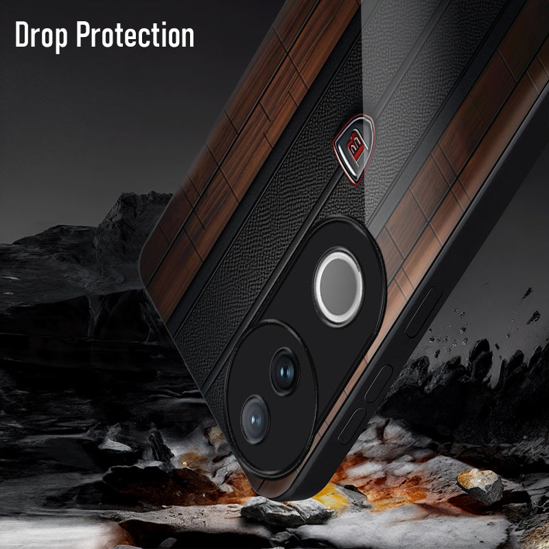 Vivo V50 5G Premium Acrylic Shockproof Glass Back Case (Carbon Oak)