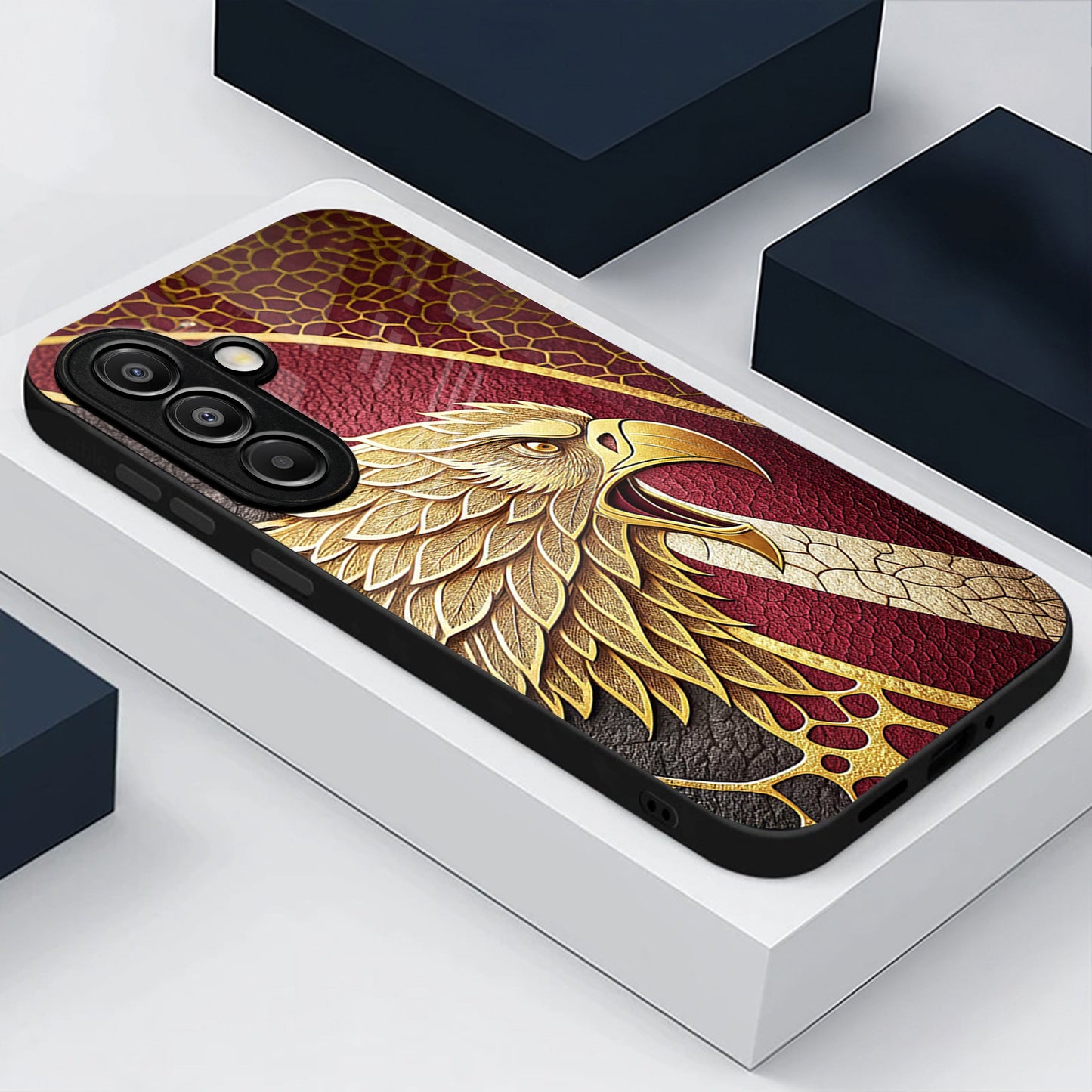 Samsung Galaxy A56 Premium Acrylic Shockproof Glass Back Case (Metallic Eagle)