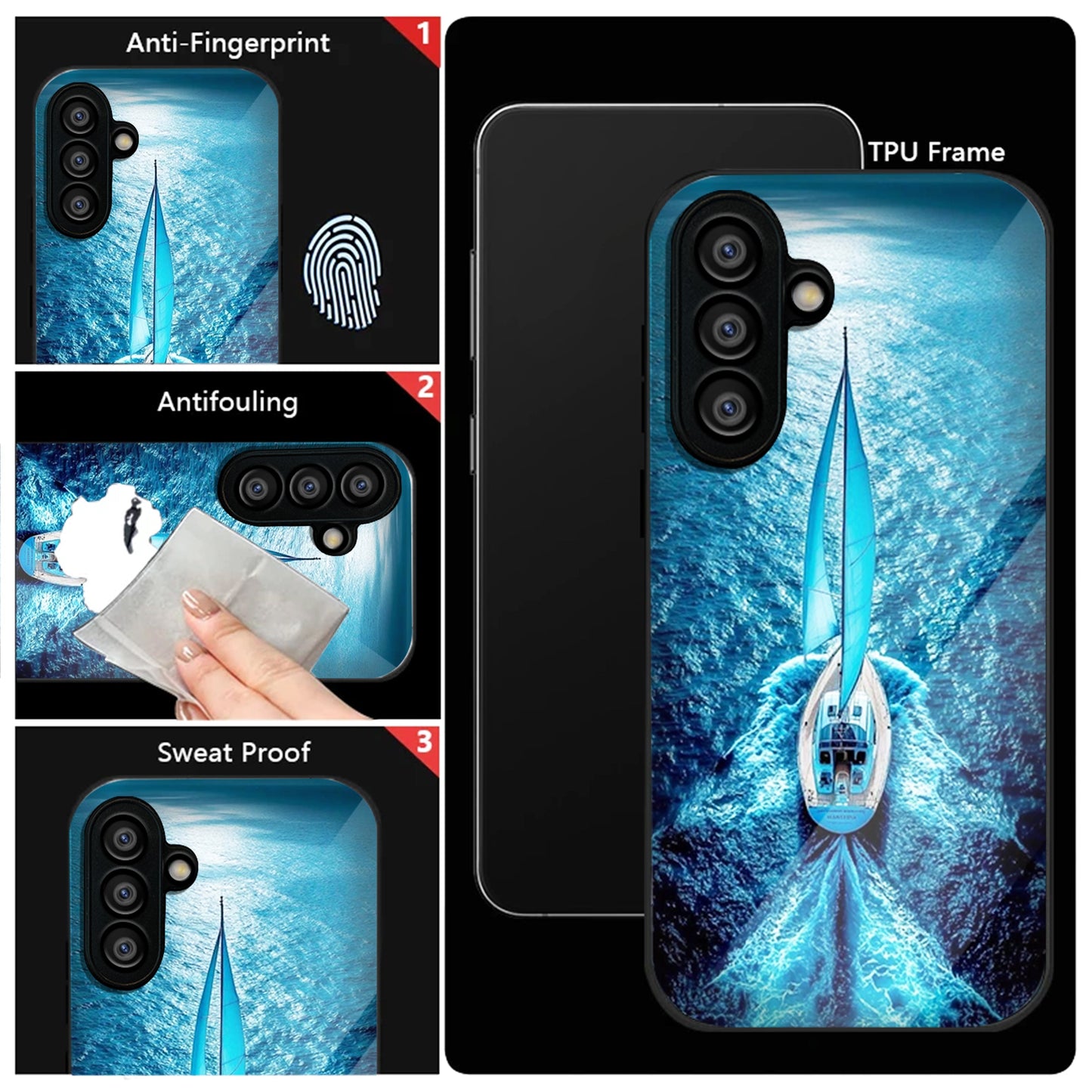 Samsung Galaxy A36 Premium Acrylic Shockproof Glass Back Case (Sail Surge)