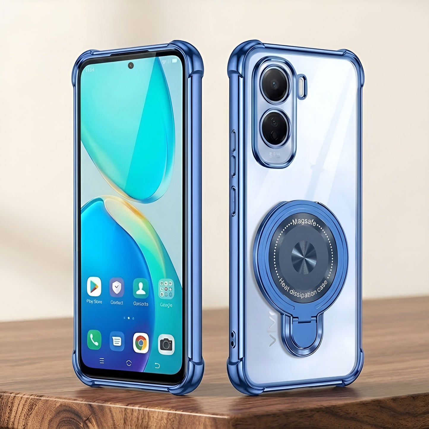 Vivo T5 Pro 5G Luxury Four Corner Invincible Bracket Ring Stand Case