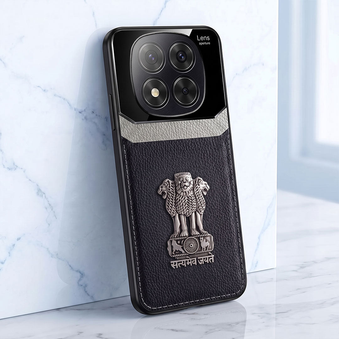 Redmi Note 14 Pro+ 5G Satyamev Jayate 3D Metal Leather Back Case