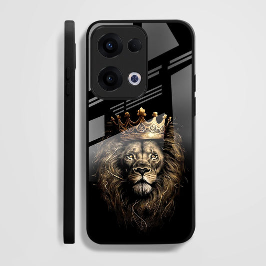 Oppo Reno 13 5G Premium Acrylic Shockproof Glass Back Case (Crowned lion)