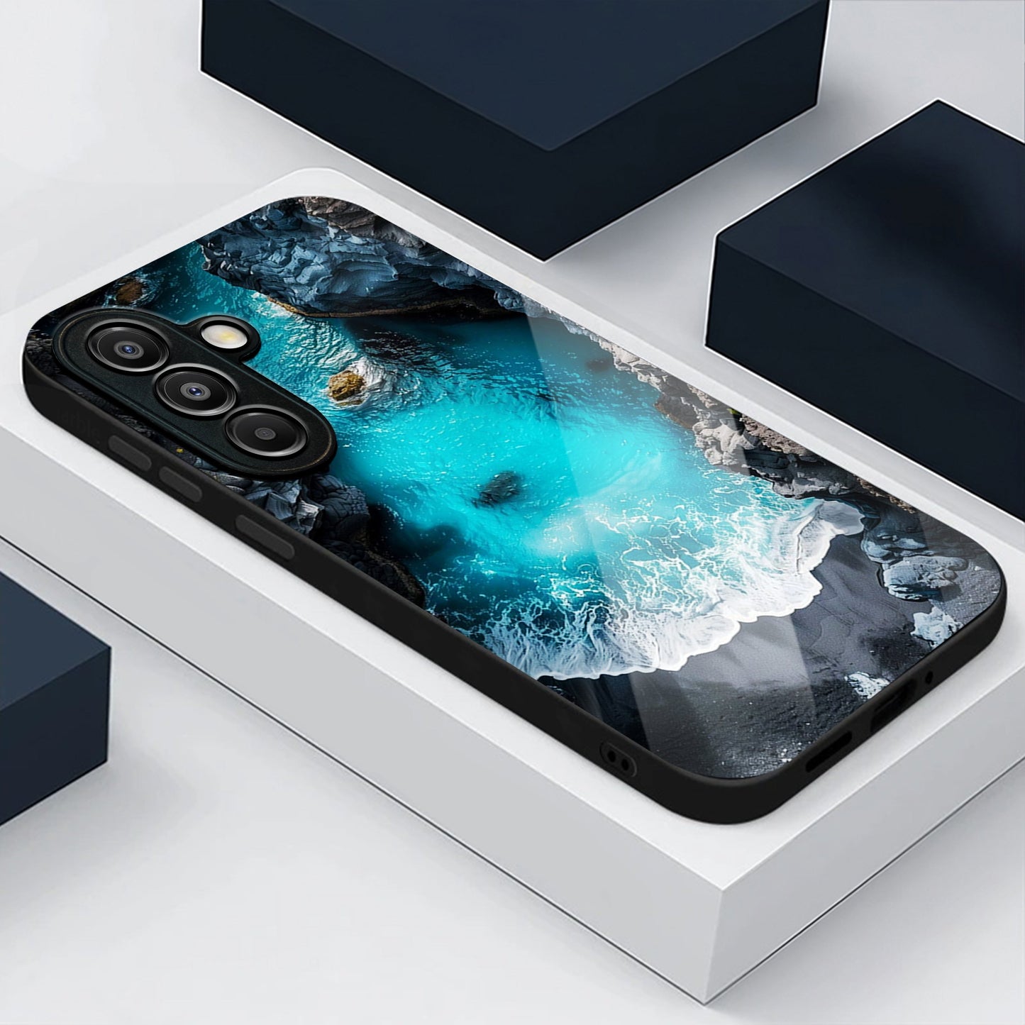 Samsung Galaxy A36 Premium Acrylic Shockproof Glass Back Case (Rocky cliff)