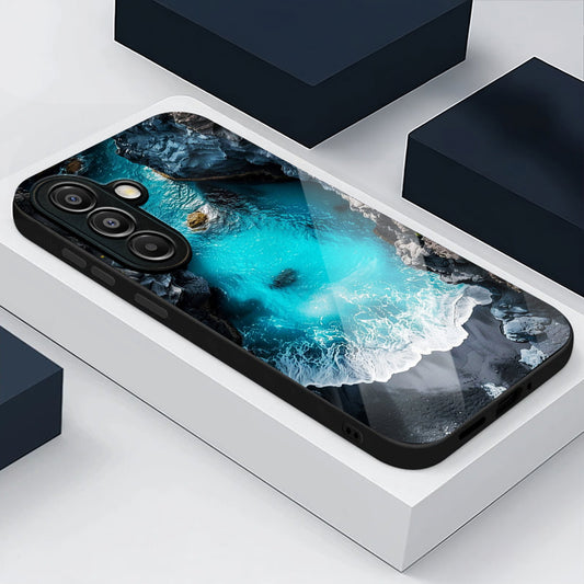 Samsung Galaxy A36 Premium Acrylic Shockproof Glass Back Case (Rocky cliff)