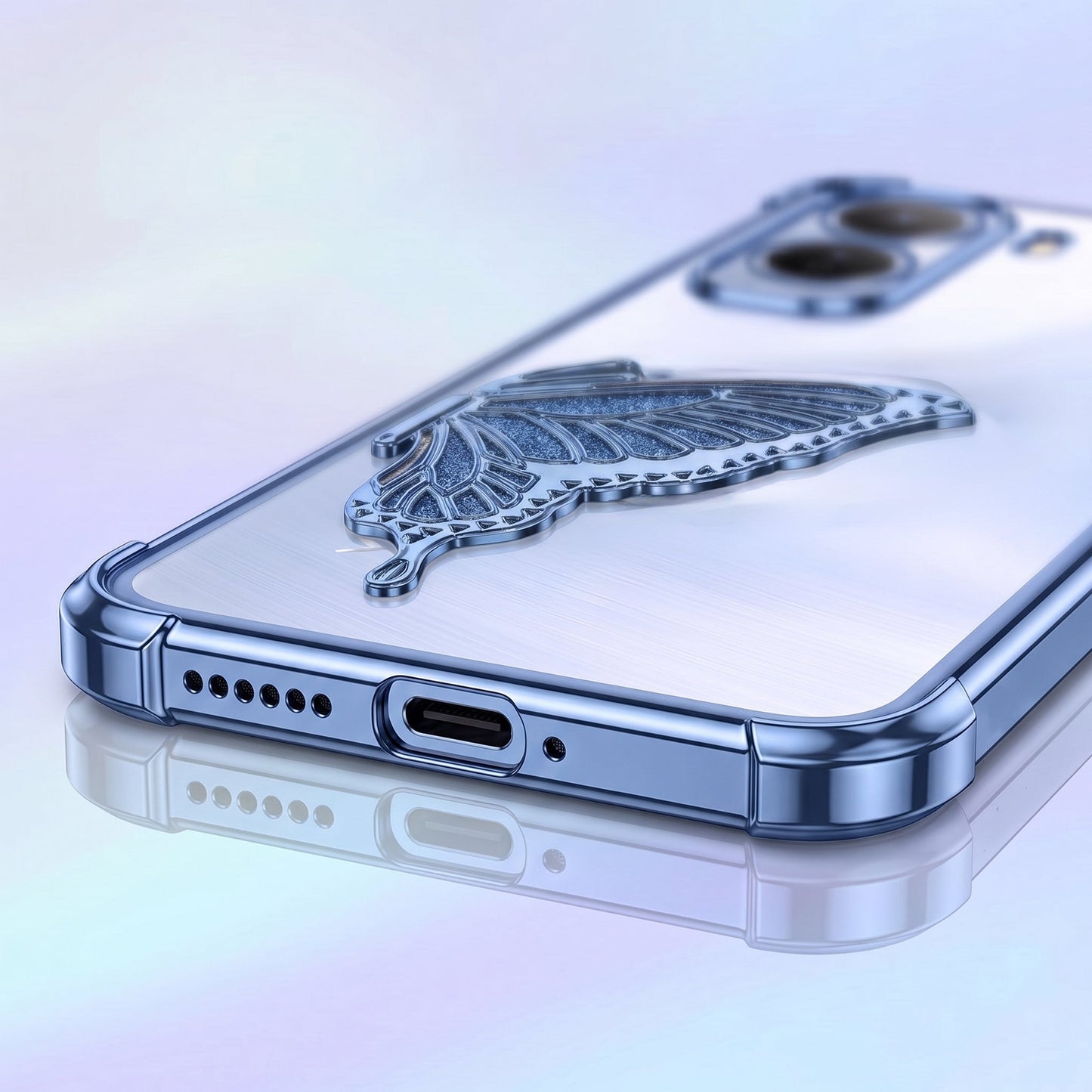 Vivo T5 Pro 5G Premium Butterfly Glitter Transparent Shockproof Airbag Phone Case