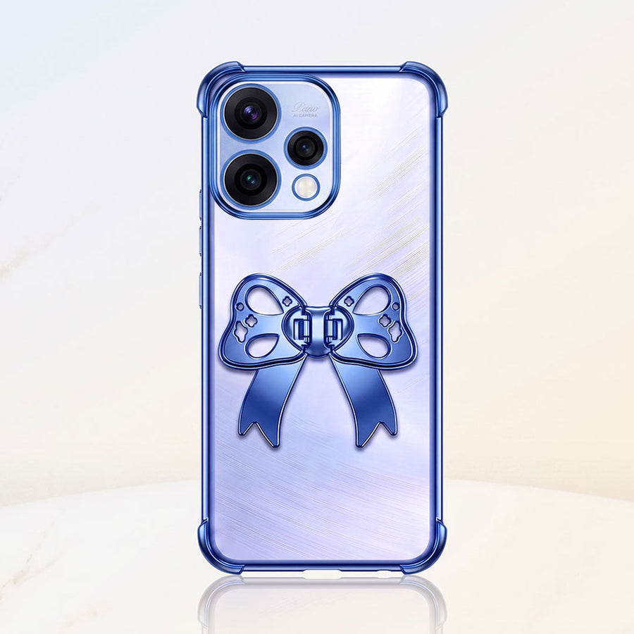 Oppo Reno 15 5G Stylish Bow Knot Stand Transparent Shockproof Airbag Phone Case