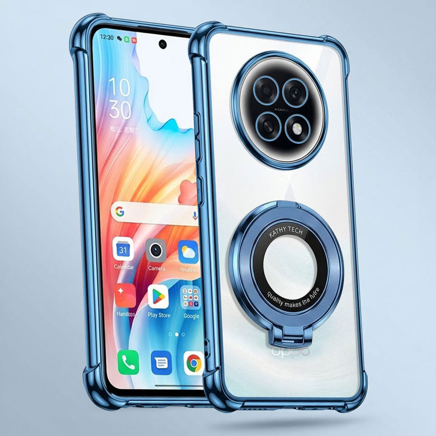 Oppo F31 Pro+ 5G Original Luxury Magnifier Ring Stand Shockproof Airbags Corner Case (Buy 1 Get 1 Free Surprise Cover)