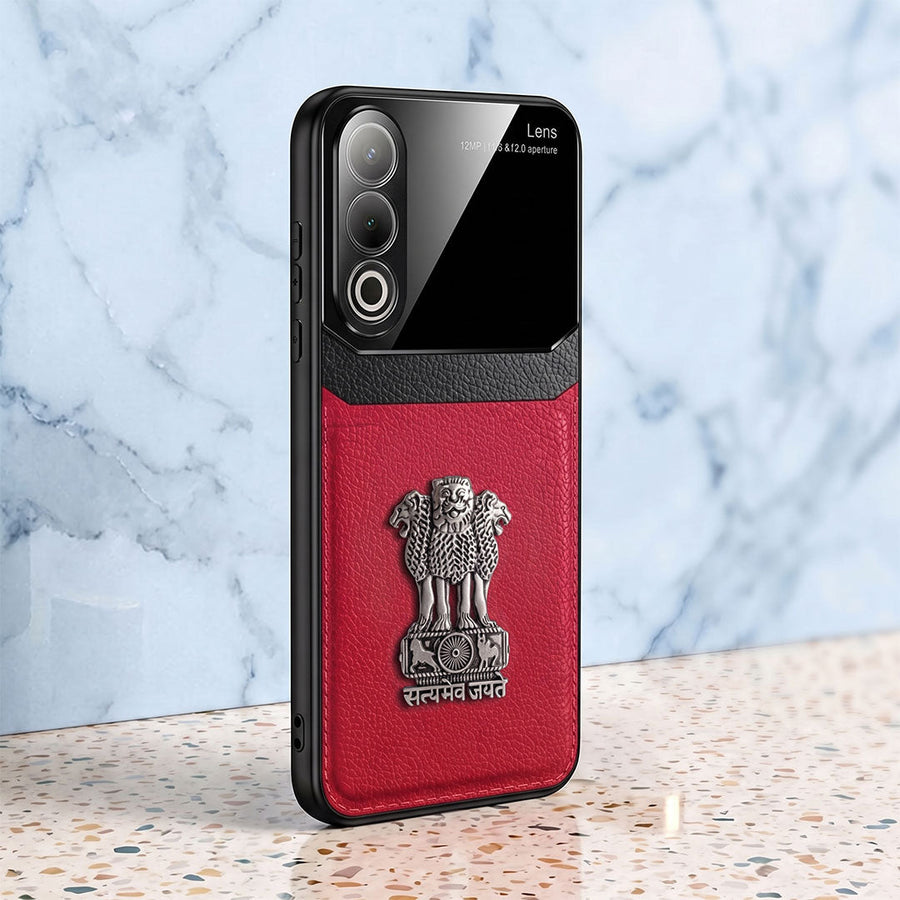 Oppo K12x 5G Satyamev Jayate 3D Metal Leather Back Case