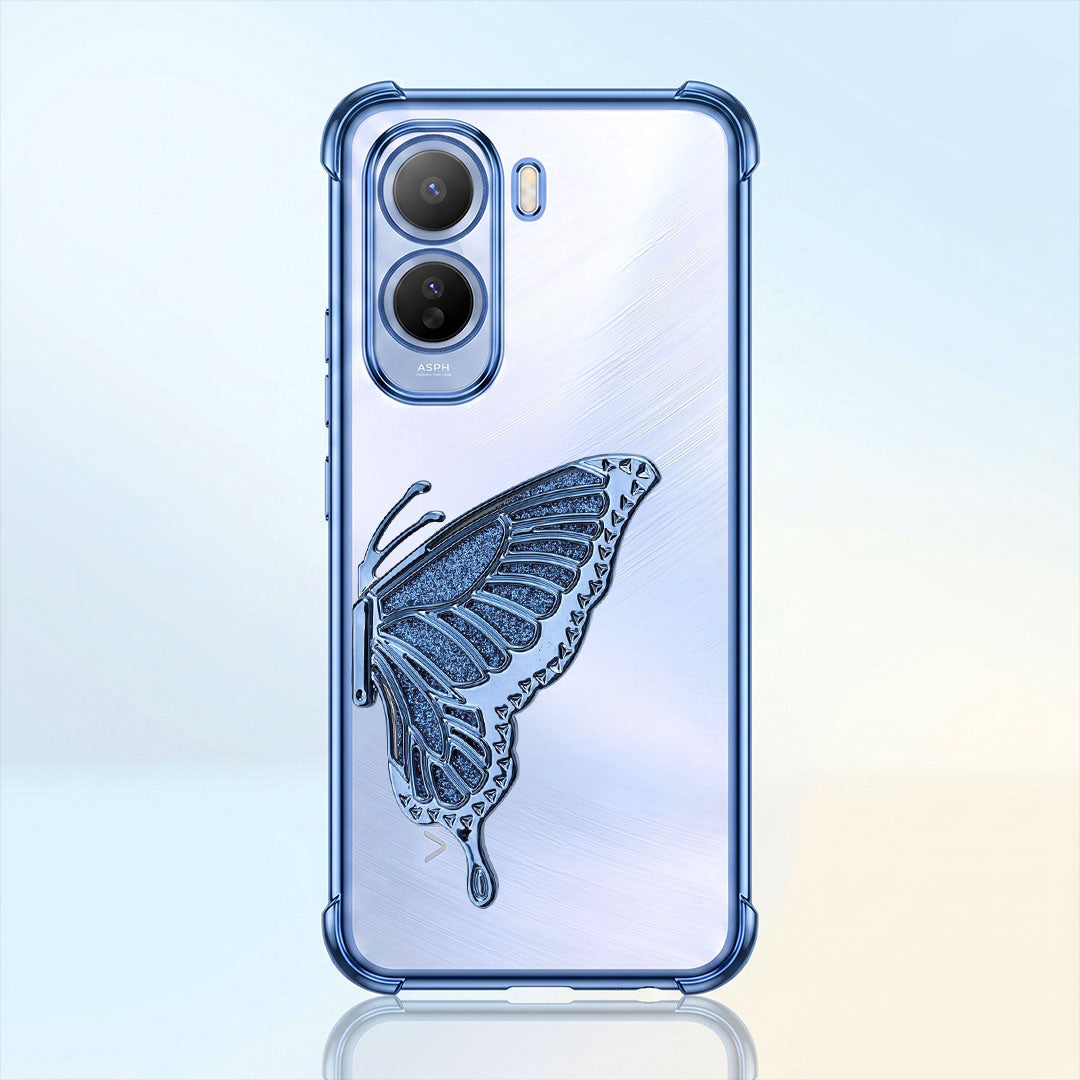 Vivo T5 Pro 5G Premium Butterfly Glitter Transparent Shockproof Airbag Phone Case