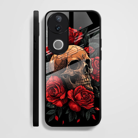 Vivo V50 5G Premium Acrylic Shockproof Glass Back Case (Rose Skull)
