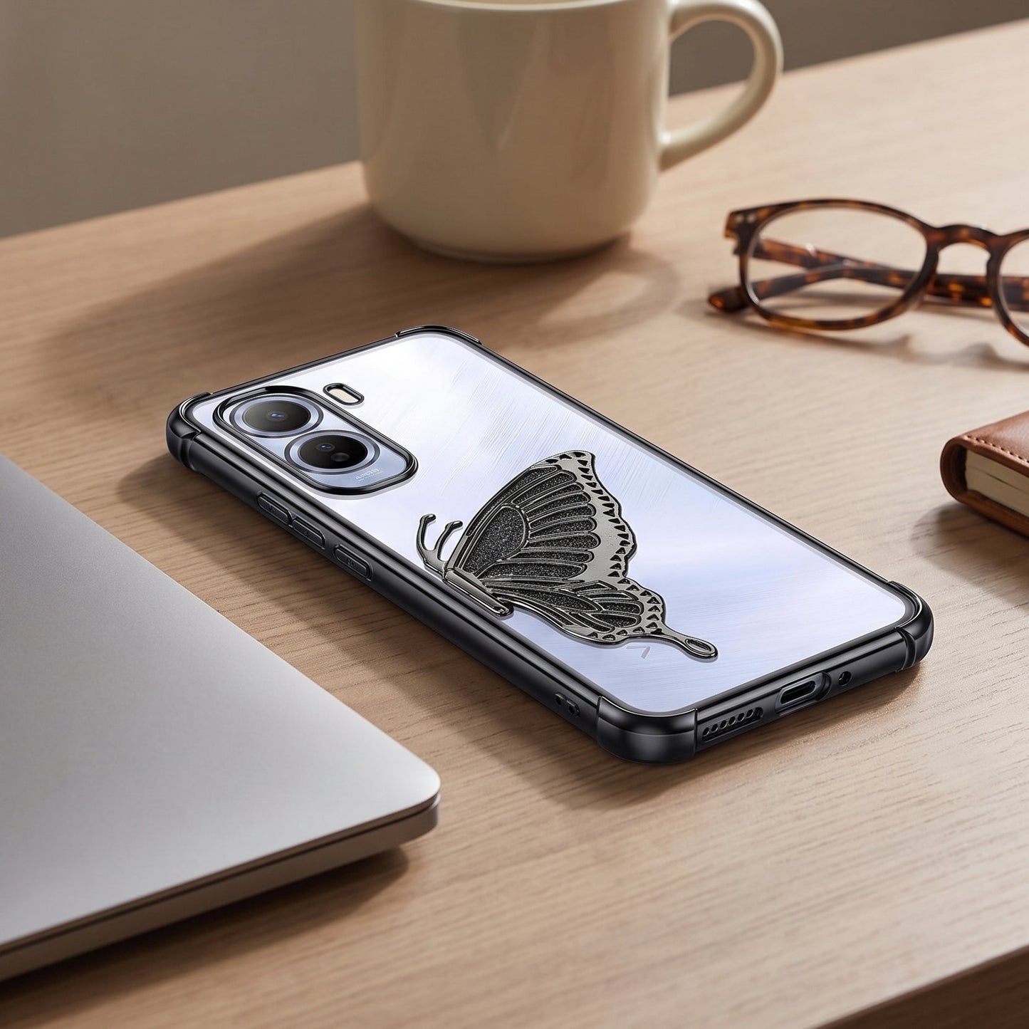 Vivo T5 Pro 5G Premium Butterfly Glitter Transparent Shockproof Airbag Phone Case