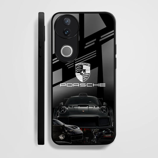 Vivo V50 5G Premium Acrylic Shockproof Glass Back Case (Black Porsche)