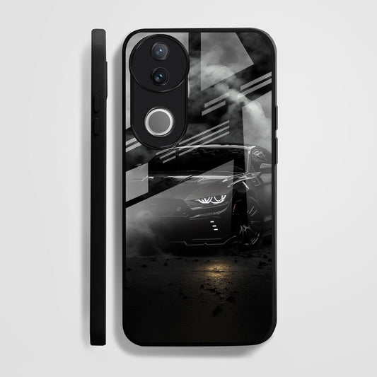 Vivo V50 5G Premium Acrylic Shockproof Glass Back Case (Black-BMW)