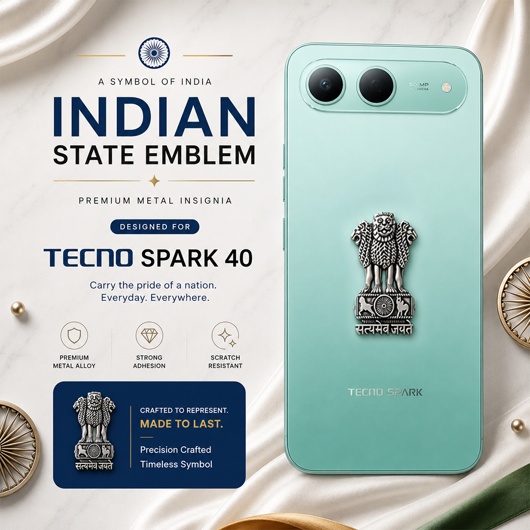 Tecno Spark 40 5G Compatible Satyamev Jayate 3D Metal Emblem Sticker